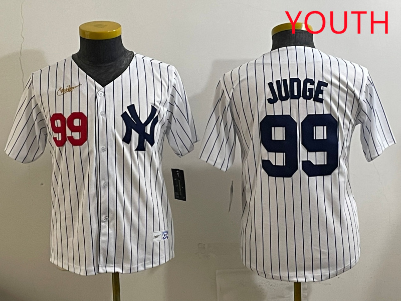 Youth New York Yankees 99 Judge White 2025 Nike MLB jersey style 42